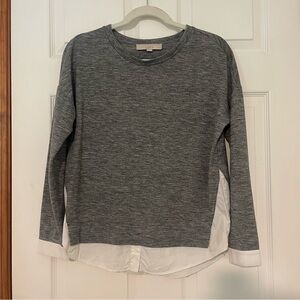 LOFT Charcoal Sweater with Contrast White Trim